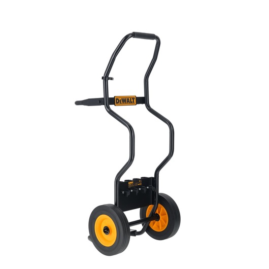 DEWALT black and yellow dolly cart with sturdy frame and wheels for transporting heavy tools.