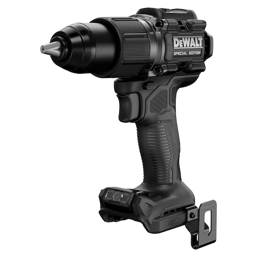 Greyscale render of the DEWALT x McLaren F1 Team 18V XR Special Edition Hammer Drill Driver with 4Ah battery