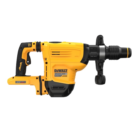 DEWALT DCH832N 54V cordless brushless SDS Max rotary hammer drill in yellow and black, shown in a side profile on a white background.