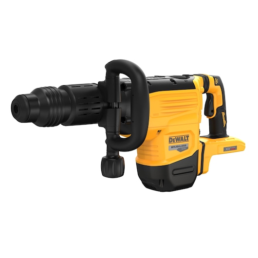 A DEWALT cordless brushless rotary hammer drill, model DCH892N, featuring a yellow and black design with ergonomic handle and SDS Max chuck. The tool is designed for heavy-duty concrete drilling and demolition tasks.