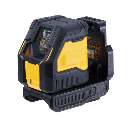Compact DEWALT laser level device with black and yellow casing for precise alignment in photography or construction.