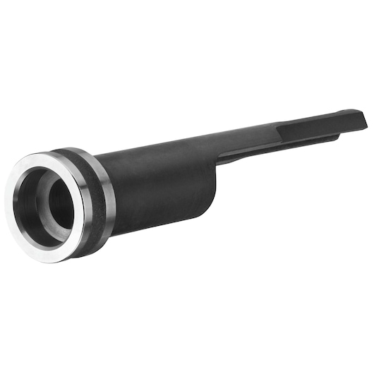 A DEWALT metal tool attachment, specifically the DCN8903, designed as a magazine nose piece for fastening tools. The attachment is black with a silver ring at one end and is used in construction applications.