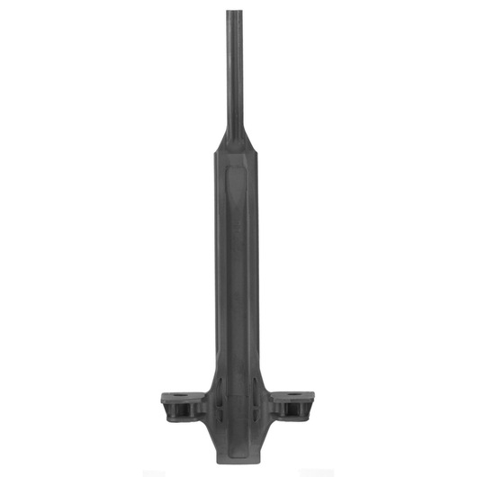 Front view of a DEWALT DCN9301 photography accessory, featuring a black, elongated, rigid component with two mounting sections at the base.