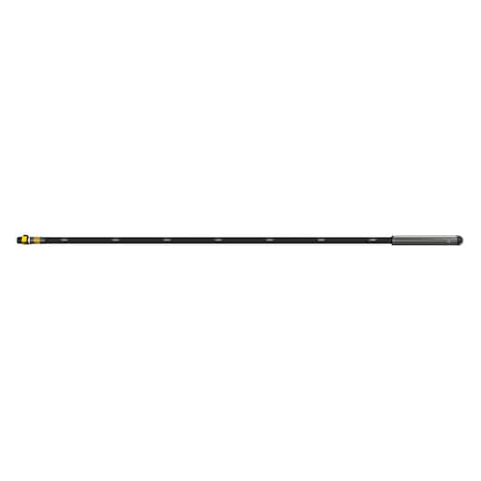 A long, black telescopic pole with a yellow connector on one end and a grey grip on the other, shown against a white background.