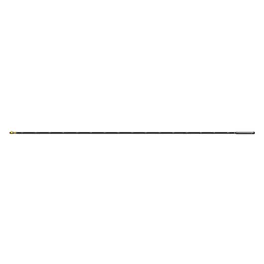 A long, black extension pole accessory with a yellow DEWALT-branded connector on one end and a metallic attachment point on the other end, shown against a white background.