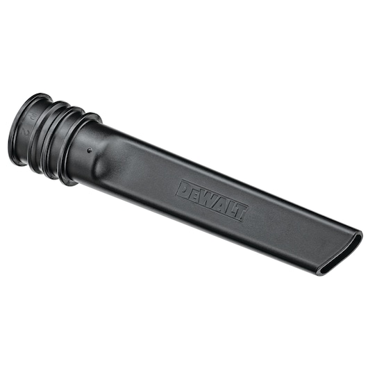 A black plastic nozzle attachment for a vacuum cleaner, branded DEWALT, designed for narrow cleaning tasks.