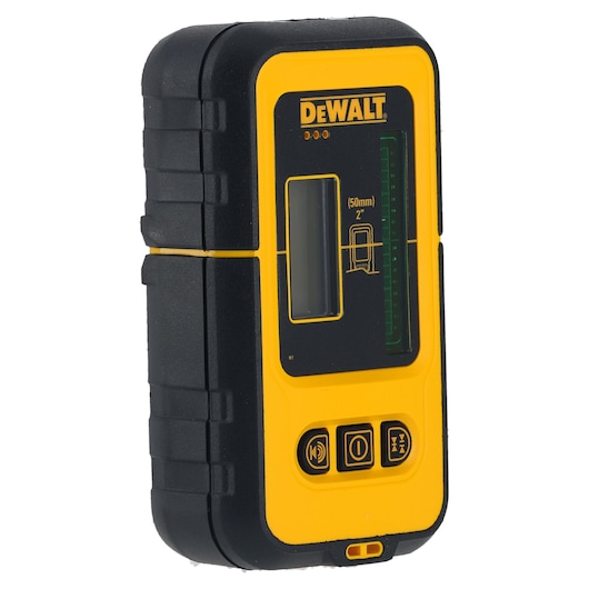 DEWALT DE0892G green laser detector with display and control buttons, used for precise measurement in construction.