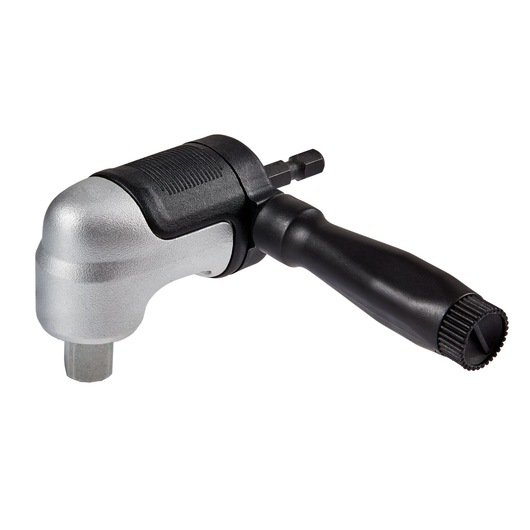 A DEWALT DT20505 right angle drill attachment, featuring a metal and black plastic construction with a handle for easier operation.