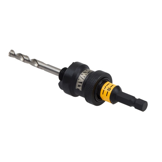 A DEWALT DT20626 adjustable drill bit with a black and yellow rotary collar, designed for precision drilling.