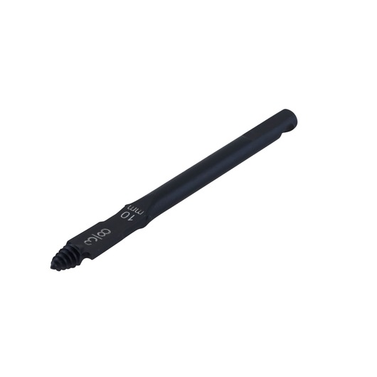 A DEWALT DT20630 black metal drill bit with spiral tip, isolated on a white background.
