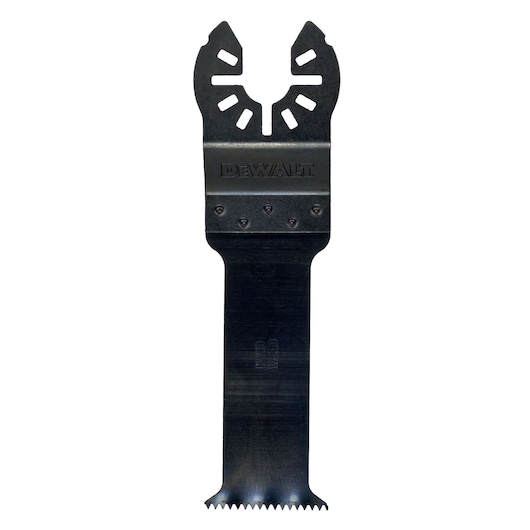 DEWALT DT20724 universal oscillating tool blade with serrated edge for cutting.