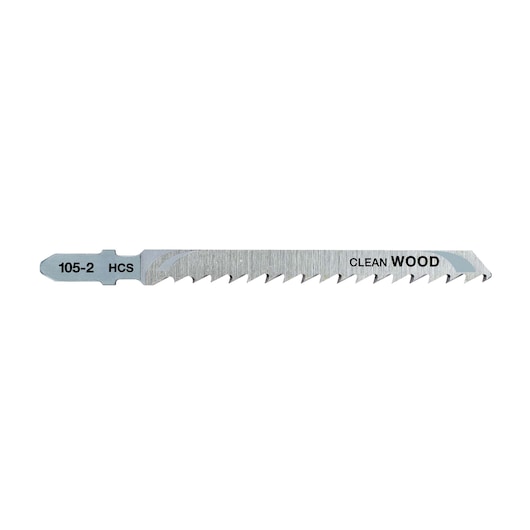 A DEWALT DT2164 metal jigsaw blade for clean wood cutting, with sharp teeth and silver finish.