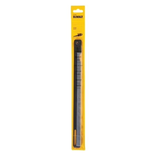 DEWALT DT2960 saw blade in yellow retail packaging, displayed vertically.