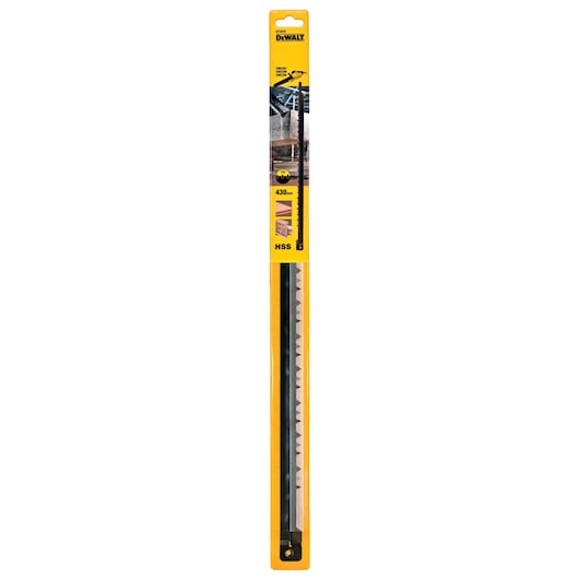 DEWALT DT2978 saw blade in yellow packaging, suitable for wood cutting, length 430mm, HSS material.