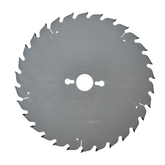 DEWALT DT4226 circular saw blade for wood, with sharp teeth and central mounting hole.