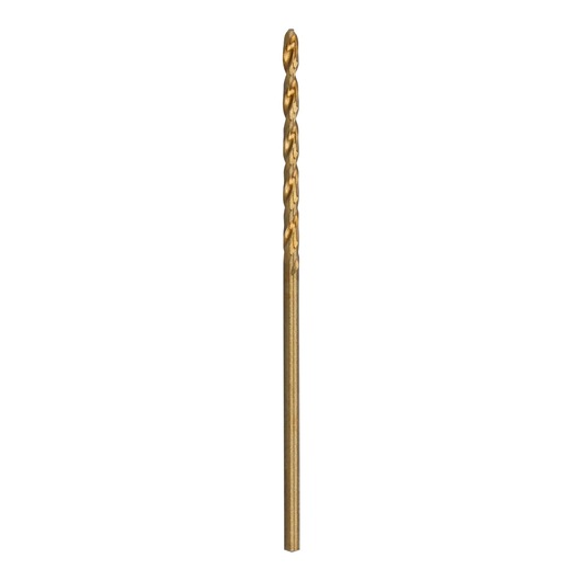 A single gold-colored DEWALT drill bit displayed vertically against a white background.