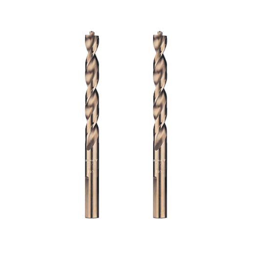 Two DEWALT metal drill bits with a gold finish are shown side by side on a white background.