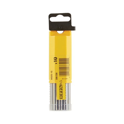 DEWALT DT5392 yellow packaging for drill bits, cylindrical container with barcode and product info.