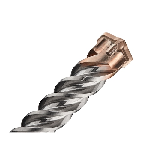Close-up image of a DEWALT DT60826 masonry drill bit with a carbide tip and spiral fluted body.