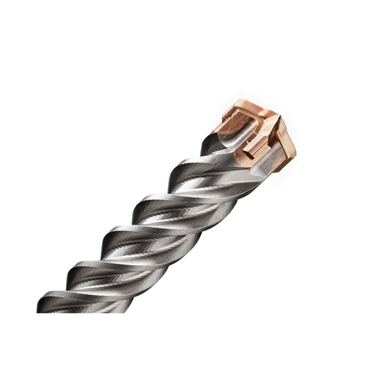 Close-up of a DEWALT DT60840 masonry drill bit featuring a spiral shaft and a reinforced, multi-cutter tip.