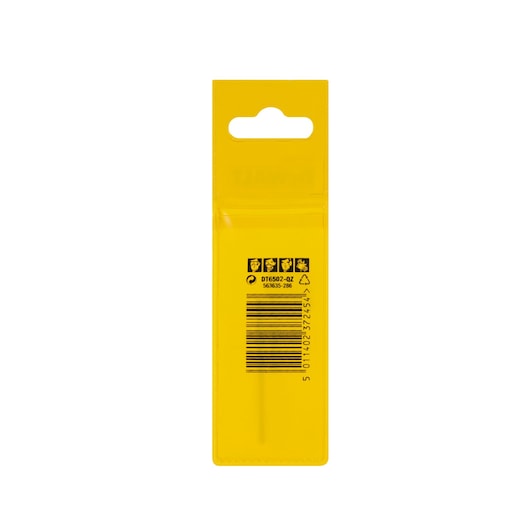 Back view of a DEWALT DT6502 product in yellow packaging, featuring safety icons, a barcode, and product information.