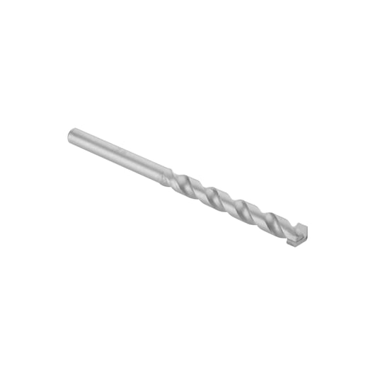A single silver-colored masonry drill bit with a spiral design, shown on a white background.