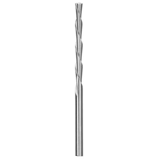 A close-up image of a metal twist drill bit, shown vertically on a white background.