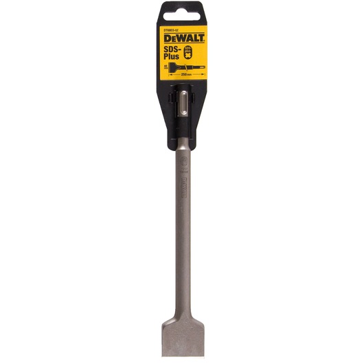 DEWALT SDS-Plus flat chisel, 250mm, for demolition and masonry work. Pack includes one tool.