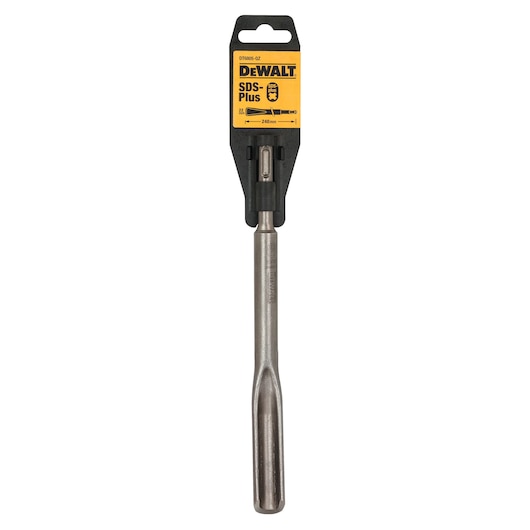 A DEWALT SDS-Plus chisel bit, DT6805, displayed in retail packaging. The product is metallic in color with a yellow and black label at the top showing brand and product specifications.