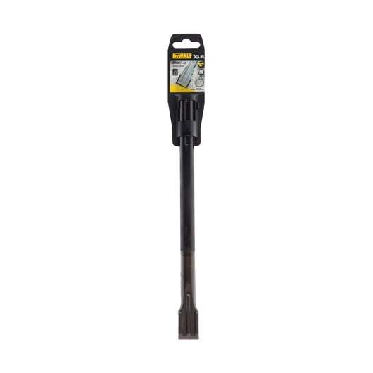 DEWALT DT6811 chisel bit in packaging, designed for use with power tools such as rotary hammers, featuring a wide flat end for breaking and chipping concrete or masonry.