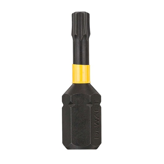 DEWALT DT70522T black and yellow screwdriver bit for power tools, shown against a white background.