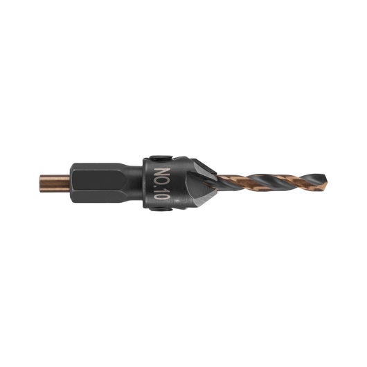 A DEWALT drill bit with countersink attachment, model DT70779T, shown against a white background.