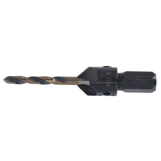 A DEWALT DT70791 drill bit with a black and metallic design, featuring a fluted tip and hexagonal shank, shown on a white background.