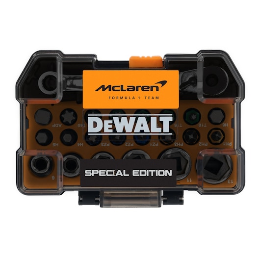 DEWALT x McLaren F1 Team Special Edition 24 Piece Screwdriving & Socket Set closed case