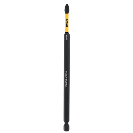 A DEWALT DT7800T screwdriver bit with PH2 tip, featuring a yellow accent and FLEXTORQ branding along the black shaft. The bit is photographed upright against a white background.
