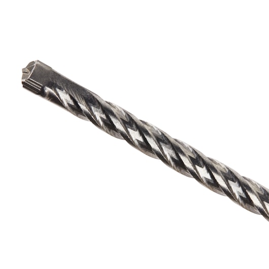 Close-up image of a spiral-patterned metal drill bit with a flat tip, isolated on a white background.