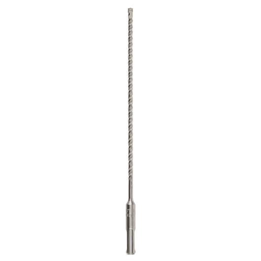A long, metal SDS rotary hammer drill bit with a spiral design, used for drilling into masonry or concrete surfaces.