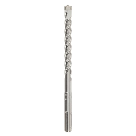 A single silver masonry drill bit with a spiraled flute and SDS-Plus shank, designed for use with rotary hammers.