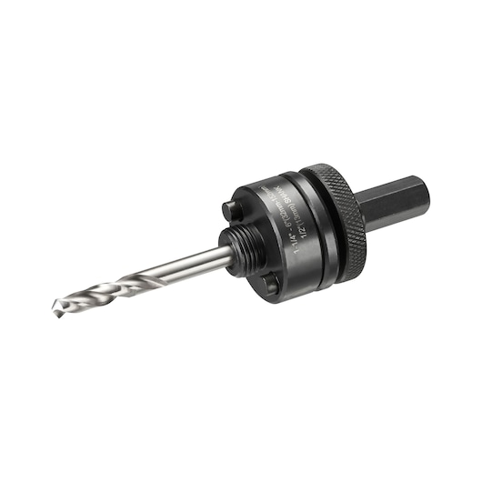 DEWALT DT90369 hole saw arbor with pilot drill bit for attaching hole saws to drills.