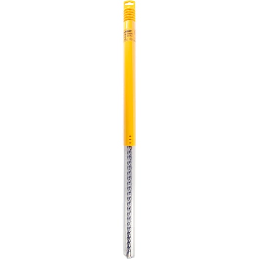 A DEWALT DT9418 masonry drill bit in its packaging. The packaging is mainly yellow with a transparent lower section showing the metal drill bit inside.