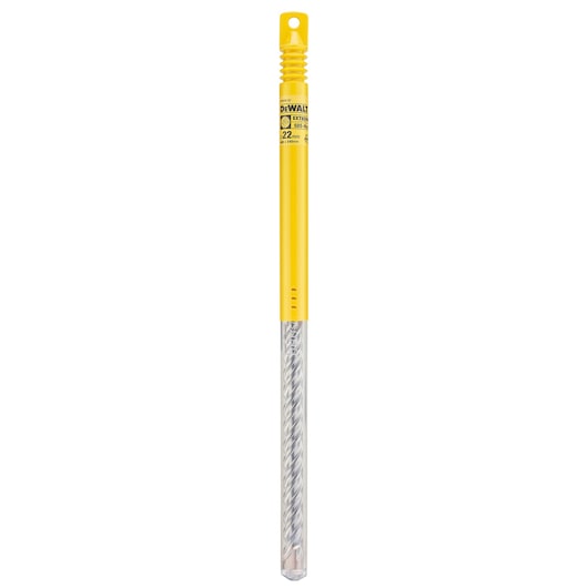 A DEWALT DT9420 SDS-Max drill bit in a clear plastic protective tube with a yellow cap. The product label is visible on the upper part of the tube.