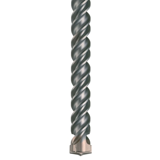 Close-up image of a DEWALT DT9421 drill bit with a spiral flute design, featuring a carbide tip for masonry drilling.