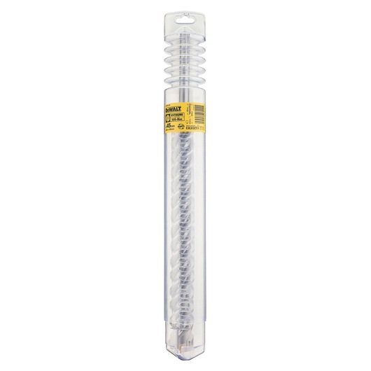 DEWALT DT9448 drill bit in clear plastic packaging with yellow label, designed for masonry and concrete work.