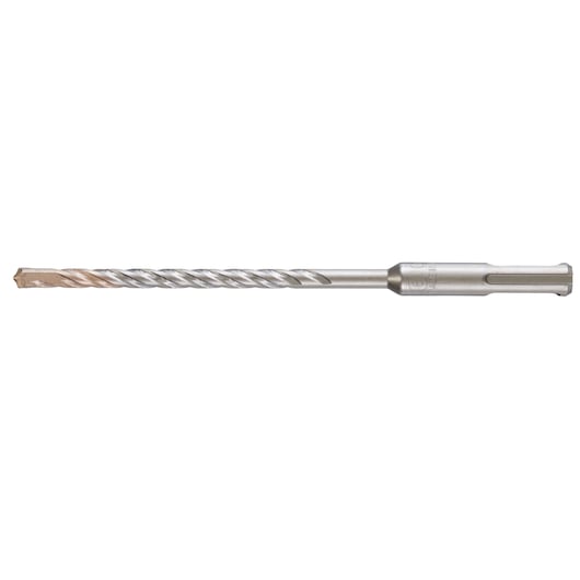 A single DEWALT SDS-plus masonry drill bit with spiral flutes and a carbide tip, shown against a white background.