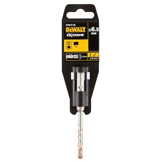 DEWALT Extreme 6.5mm drill bit in black and yellow packaging for SDS-plus rotary tools.
