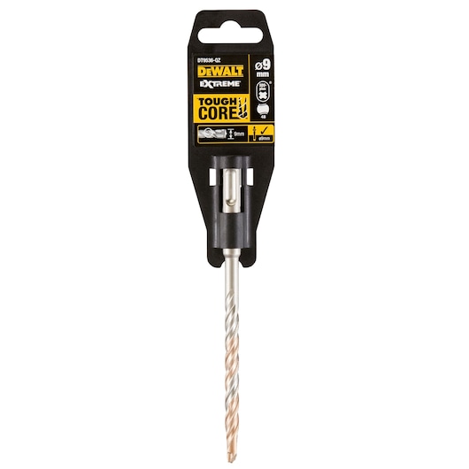 A DEWALT Extreme Tough Core drill bit, SKU DT9536, 9mm diameter, packaged for retail display.