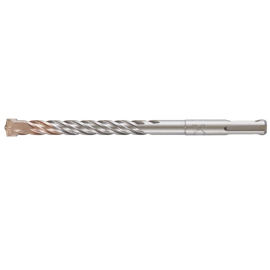 A DEWALT SDS drill bit with spiral flutes and a carbide tip, used for drilling into masonry or concrete surfaces.