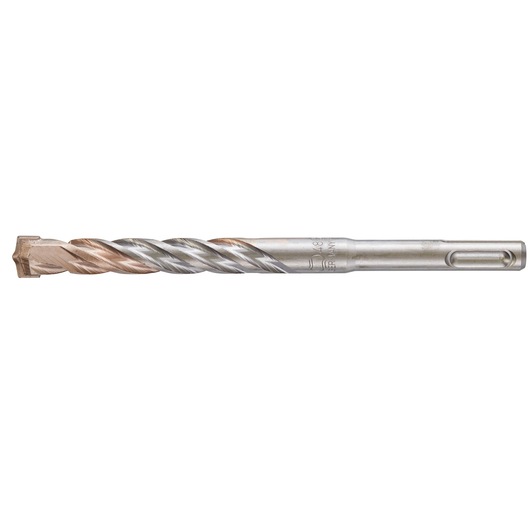 A DEWALT DT9560 masonry drill bit with spiral flutes and SDS shank, used for drilling concrete and stone surfaces.