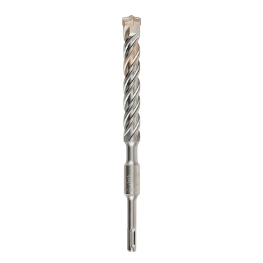 A DEWALT DT9681 SDS-plus masonry drill bit with a spiral flute and carbide tip, shown vertically against a white background.