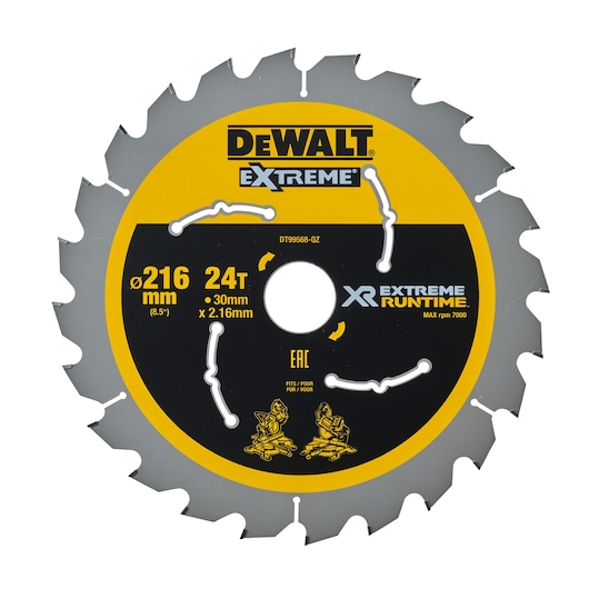 DEWALT Extreme 216mm 24T saw blade for XR Runtime, circular blade for saw tools.